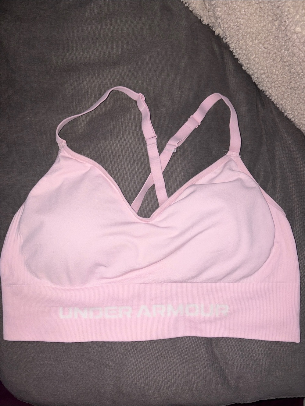 Under Armour Light Pink Seamless Crisscross Sports Bra